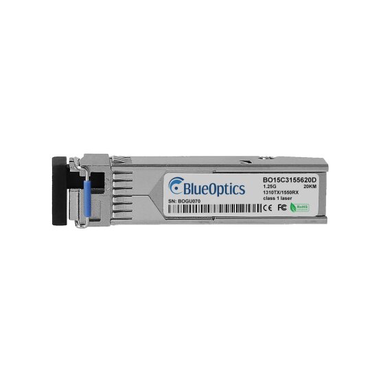Compatible D-LINK DEM-330R BlueOptics BO15C3155620D SFP Transceiver, LC-Simplex, 1000BASE-BX-U, Single-mode Fiber, TX1310nm/RX1550nm, 10KM