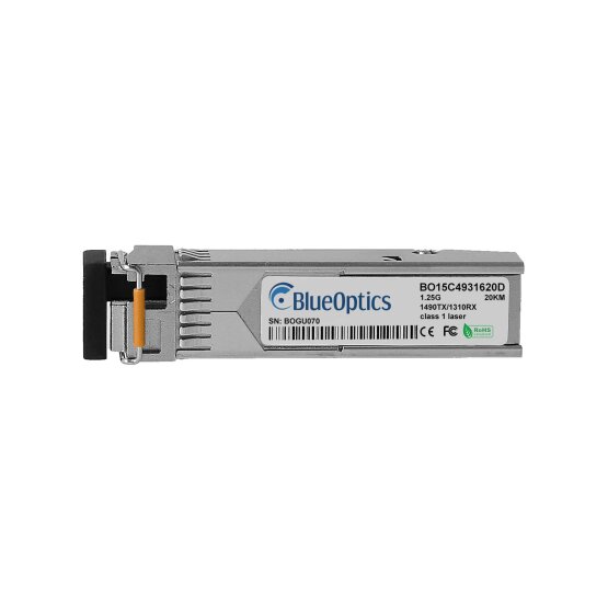 Compatible Alcatel-Lucent 3FE25772AB BlueOptics BO15C4931620D SFP Transceiver, LC-Simplex, 1000BASE-BX-D, Single-mode Fiber, TX1490nm/RX1310nm, 10KM
