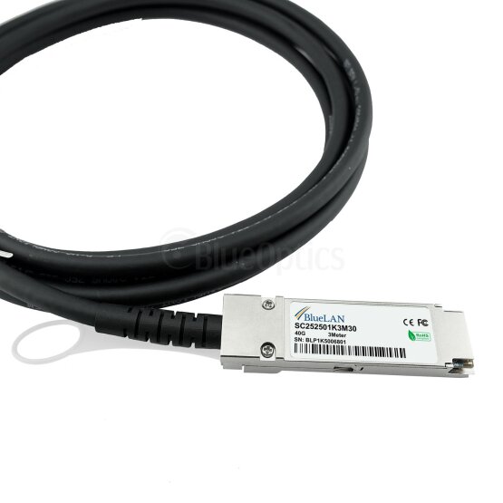 QSFP-Cable-3M-BL ZTE  kompatibel, QSFP 40G 3 Meter DAC Direct Attach Kabel
