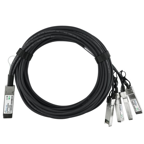 Compatible IBM 49Y7888 BlueLAN passive 40GBASE-CR4 QSFP to 4x10GBASE-CR SFP+ Direct Attach Breakout Cable, 5 Meter, AWG26