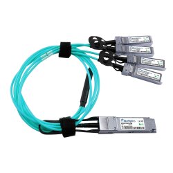 Compatible Cisco QSFP-4X10G-AOC1M QSFP BlueOptics Active Optical Cable (AOC), Breakout 4 Channel QSFP to 4xSFP+, 40GBASE-SR4/4x10GBASE-SR, Ethernet, Infiniband FDR10, 1 Meter