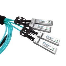 Compatible Cisco QSFP-4X10G-AOC1M QSFP BlueOptics Active Optical Cable (AOC), Breakout 4 Channel QSFP to 4xSFP+, 40GBASE-SR4/4x10GBASE-SR, Ethernet, Infiniband FDR10, 1 Meter