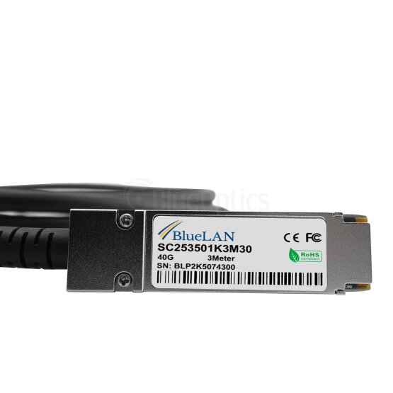 CBL-NTWK-0720-BL Supermicro  kompatibel, QSFP zu 4xSFP+ 40G 3 Meter DAC Breakout Direct Attach Kabel