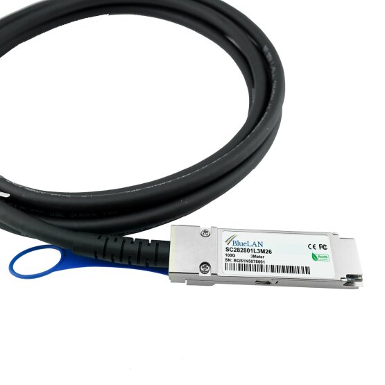 QSFP28-DAC-0.5M-NK-BL Nokia  kompatibel, QSFP28 100G 0.5 Meter DAC Direct Attach Kabel