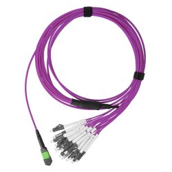 BlueOptics Fiber MPO/APC-8xLC/UPC Duplex Breakout Cable OM4