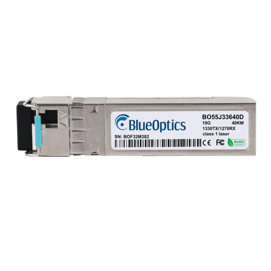 Compatible Apresia H-BR40A-SFP+D BlueOptics BO55J33640D SFP+ Bidi Transceptor, LC-Simplex, 10GBASE-BX-D, Single-mode Fiber, TX1330nm/RX1270nm, 40KM