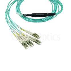 Compatible Fortinet FG-TRAN-QSFP-4XSFP-5 BlueOptics Optical Fiber Breakout Cable, MPO/UPC, 4xDuplex LC/UPC, 5 Metros, Multi-mode G50/125µm, OM3, Fibra de marca, 3.0mm LSZH aqua, 8 Cores and MPO Connector conout Pins, incl. Protocolo de medición