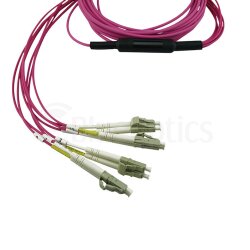 Alcatel-Nokia 3HE13896AA-3 compatible BlueOptics Breakout Fiber Cable de parcheo de fibra óptica MPO-4xLC Monomode OM4 3 Metros