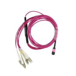NetApp X66205-3 compatible BlueOptics Breakout Fiber Patch Cable MPO-4xLC Multi-mode OM4 3 Meter