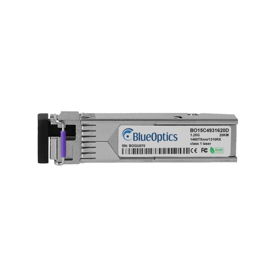 Compatible Cisco GLC-BX-D BlueOptics BO15C4931620D SFP Transceiver, LC-Simplex, 1000BASE-BX-D, Single-mode Fiber, TX1490nm/RX1310nm, 10KM