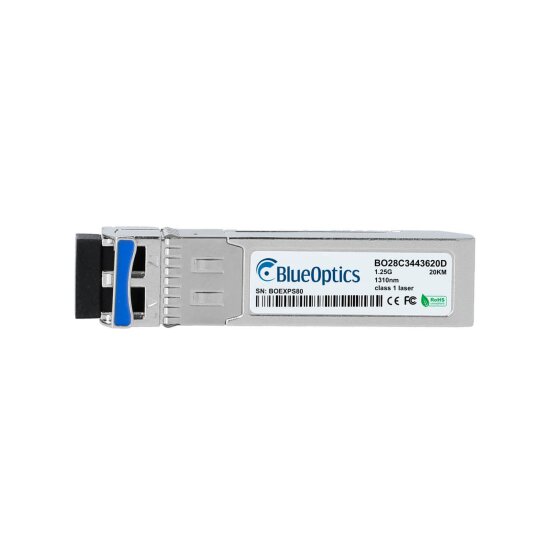 Compatible Alcatel-Lucent 3FE68720AA BlueOptics BO28C3443620D cSFP Transceiver, LC-Duplex, 1000BASE-2BX-U, Singlemode Fiber, TX:1310nm/RX:1490nm, 20KM